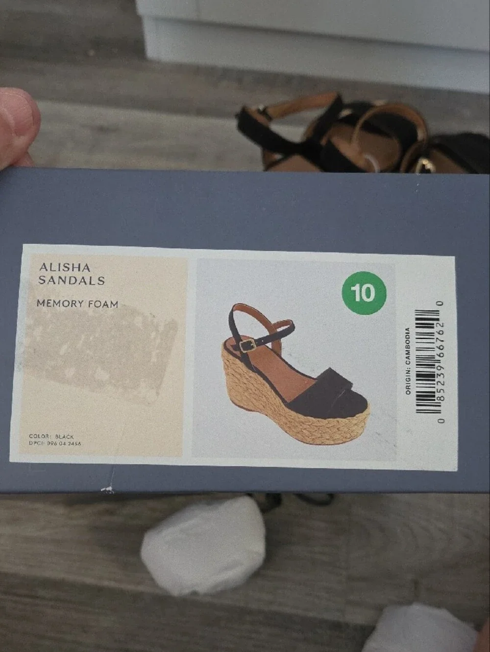 Women’s Black Espadrille Wedge Sandals with Ankle Strap, Size 10, New In Box